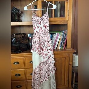 Francesca's Collections Red and White High Low Dress